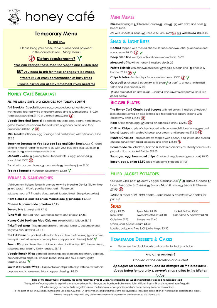 MENUS Honeycafe menus-honeycafe